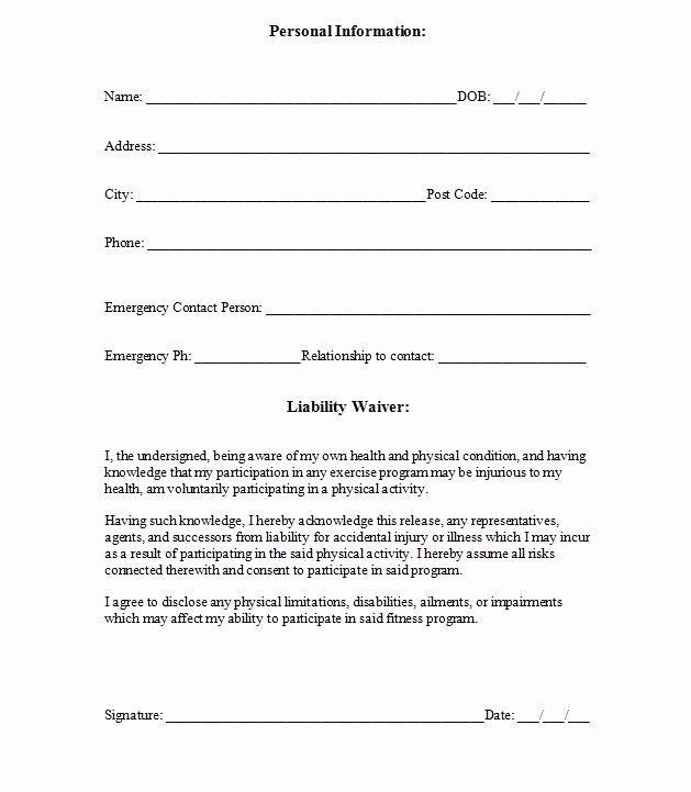 Release Of Liability form Template Luxury Printable Sample Release and Waiver Liability Agreement