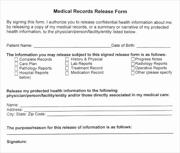Release Of Medical Information form Beautiful Medical Records Release form 10 Free Samples Examples