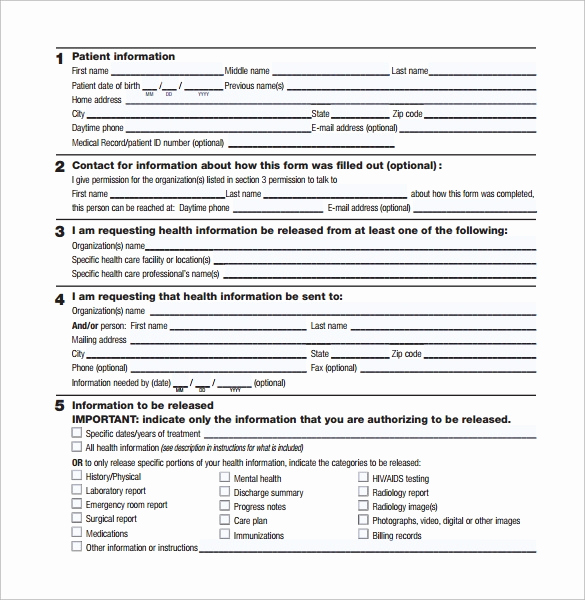 Release Of Medical Information form Elegant 11 Generic Medical Record Release forms – Free Samples