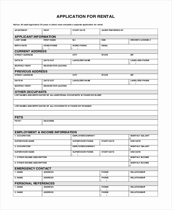 Rent Application form Pdf Awesome Rental Application form 10 Free Documents In Pdf Doc