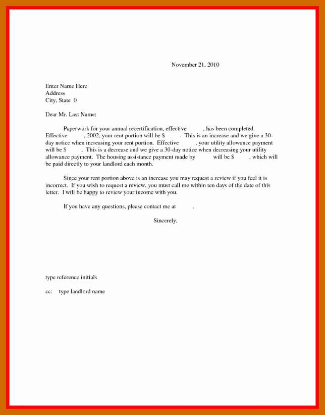 Rent Increase Letter Pdf Fresh 4 5 Letter to Increase Rent