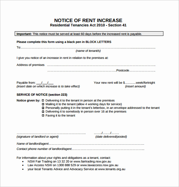 Rent Increase Letter Pdf Inspirational 11 Rent Increase Notice Templates to Download for Free
