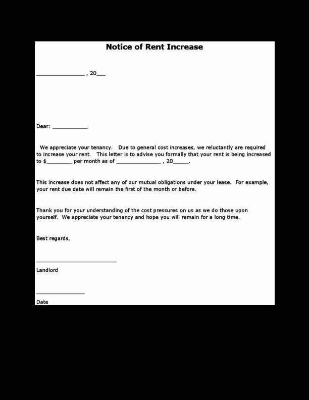 Rent Increase Letter Pdf Luxury Rent Increase Letter Legalforms