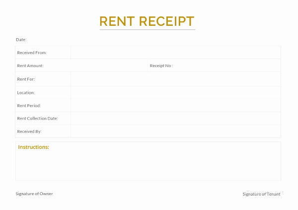 Rent Receipt Template Word Best Of Rental Receipt Template 39 Free Word Excel Pdf