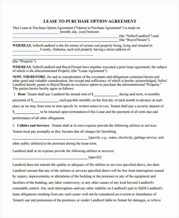 Rent to Own Agreement Template Fresh Rent to Own Contract Template 9 Free Word Excel Pdf
