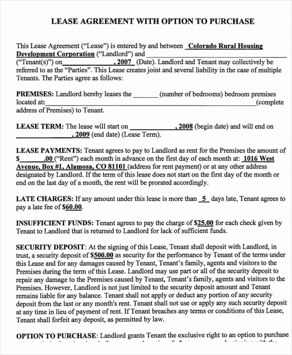 Rent to Own Agreement Template Inspirational Rent to Own Contract Template 9 Free Word Excel Pdf