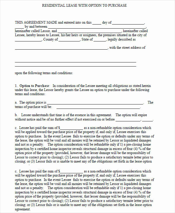 Rent to Own Agreement Template New 5 Rent to Own House Contract Samples &amp; Templates Pdf