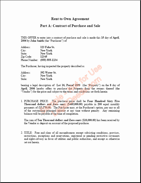 Rent to Own Contract Template Awesome Usa Rent to Own Agreement Sample Image