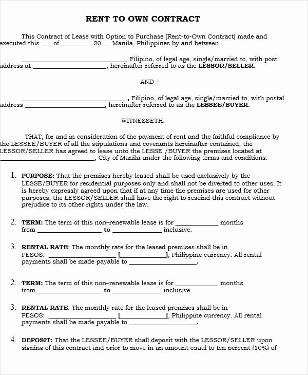 Rent to Own Contract Template Beautiful 9 Rent to Own Contract Samples &amp; Templates Pdf Google