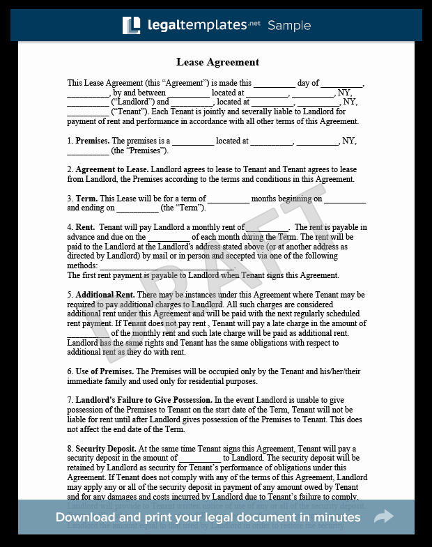 Rent to Own Contract Templates Beautiful Residential Lease Agreement form