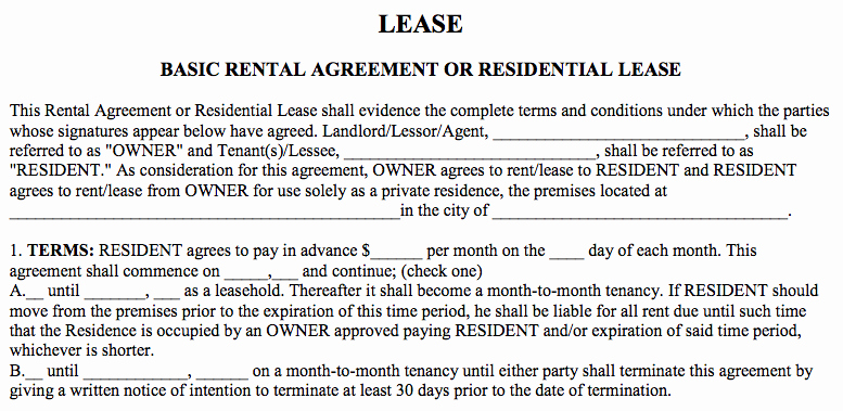 Rental Agreement Template Word Beautiful Basic Rental Agreement In A Word Document for Free
