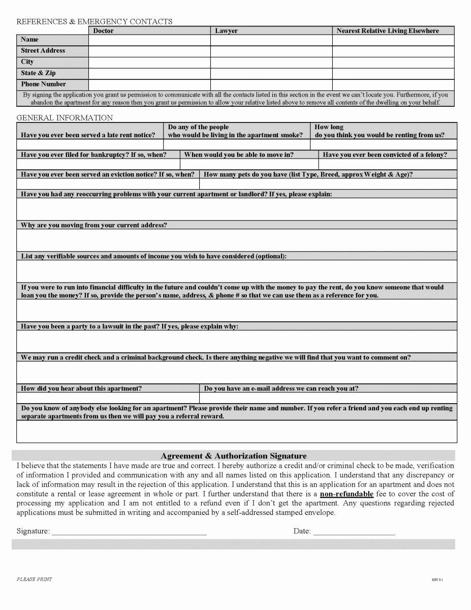 Rental Application form Doc Awesome Rental Application form