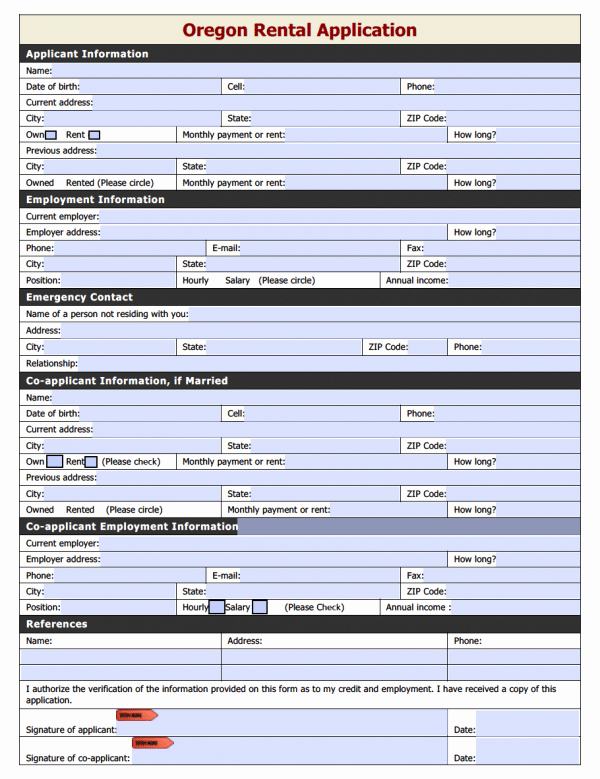 Rental Application form Doc Best Of Free oregon Rental Application Pdf