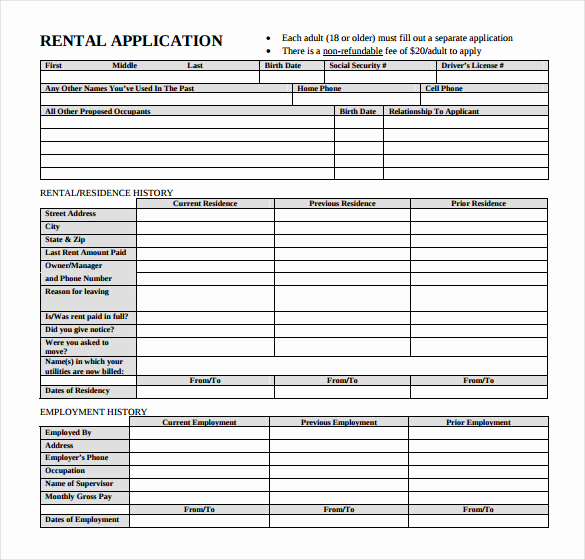 Rental Application form Doc Luxury Rental Application – 18 Free Word Pdf Documents Download