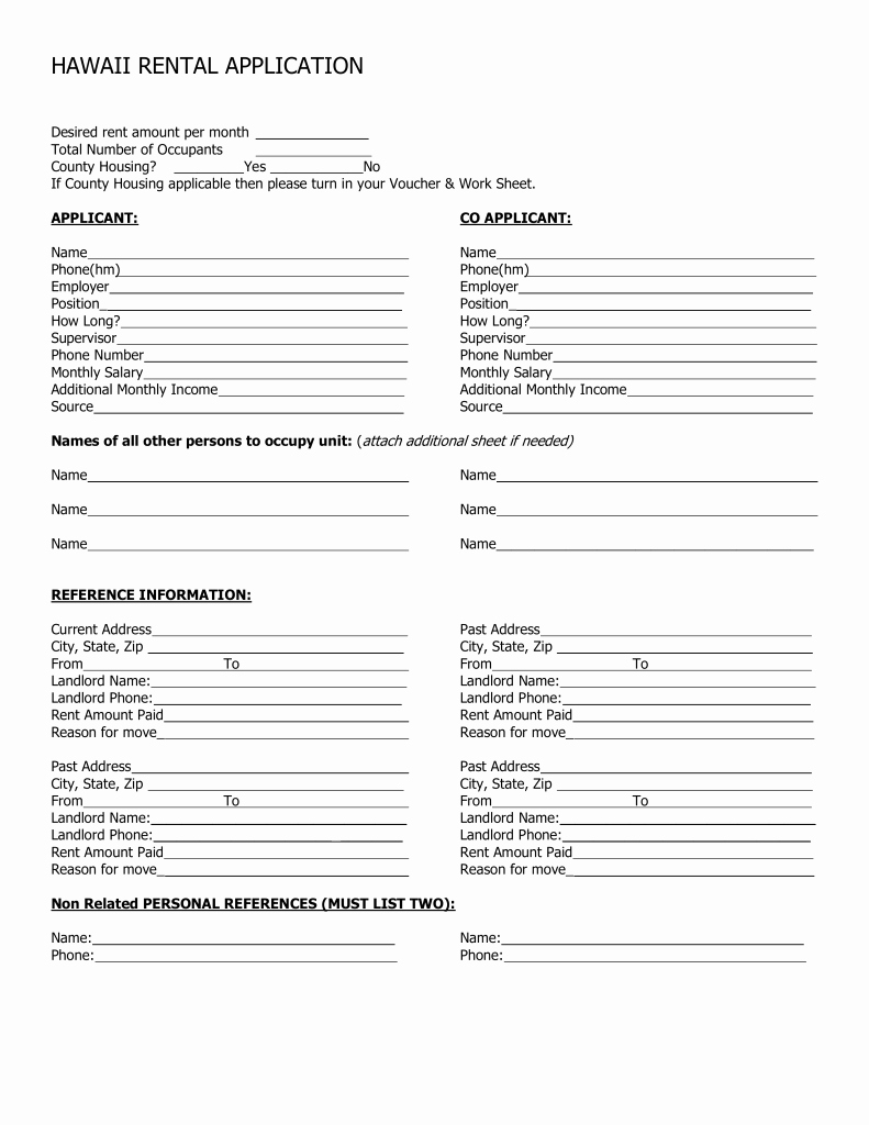 Rental Application form Pdf Elegant Free Hawaii Rental Application form Pdf