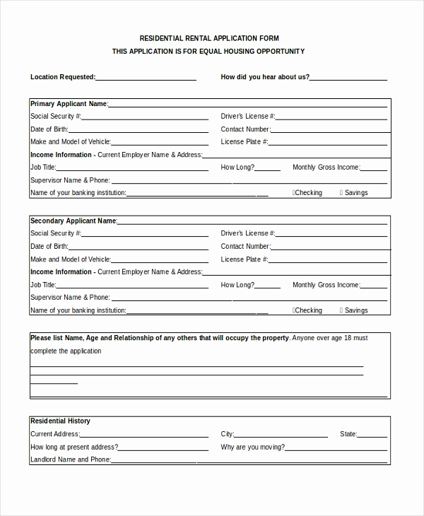 Rental Application form Pdf Luxury Sample Apartment Rental Application form 8 Free