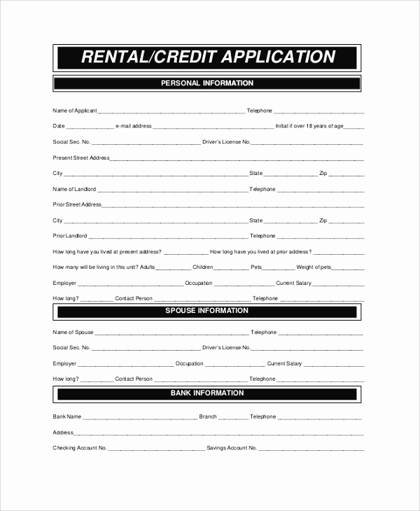 Rental Application form Pdf New 8 Sample Rental Application forms – Pdf Word