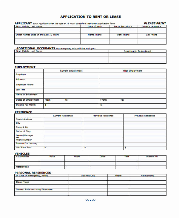 Rental Application forms Pdf Luxury Lease Application form In Pdf