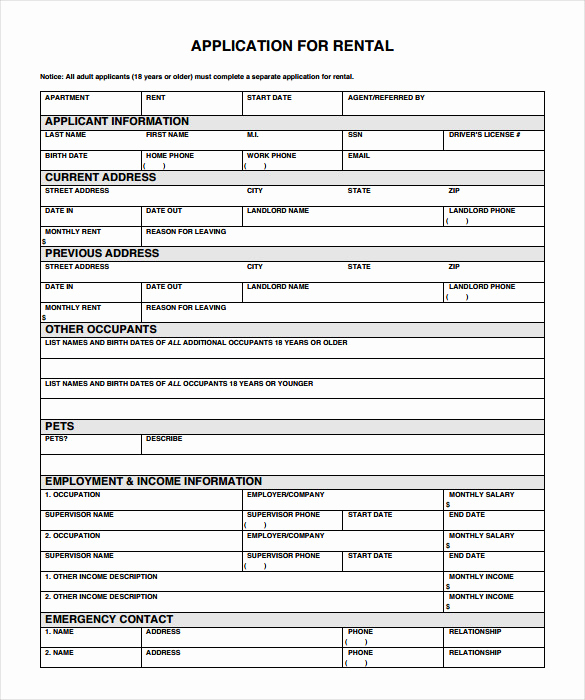 Rental Application forms Pdf New Rental Application – 18 Free Word Pdf Documents Download