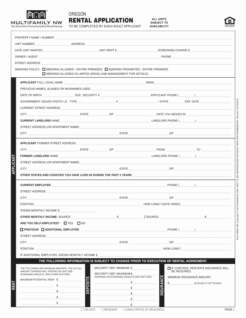 Rental Application forms Pdf Unique Free oregon Rental Application form Pdf