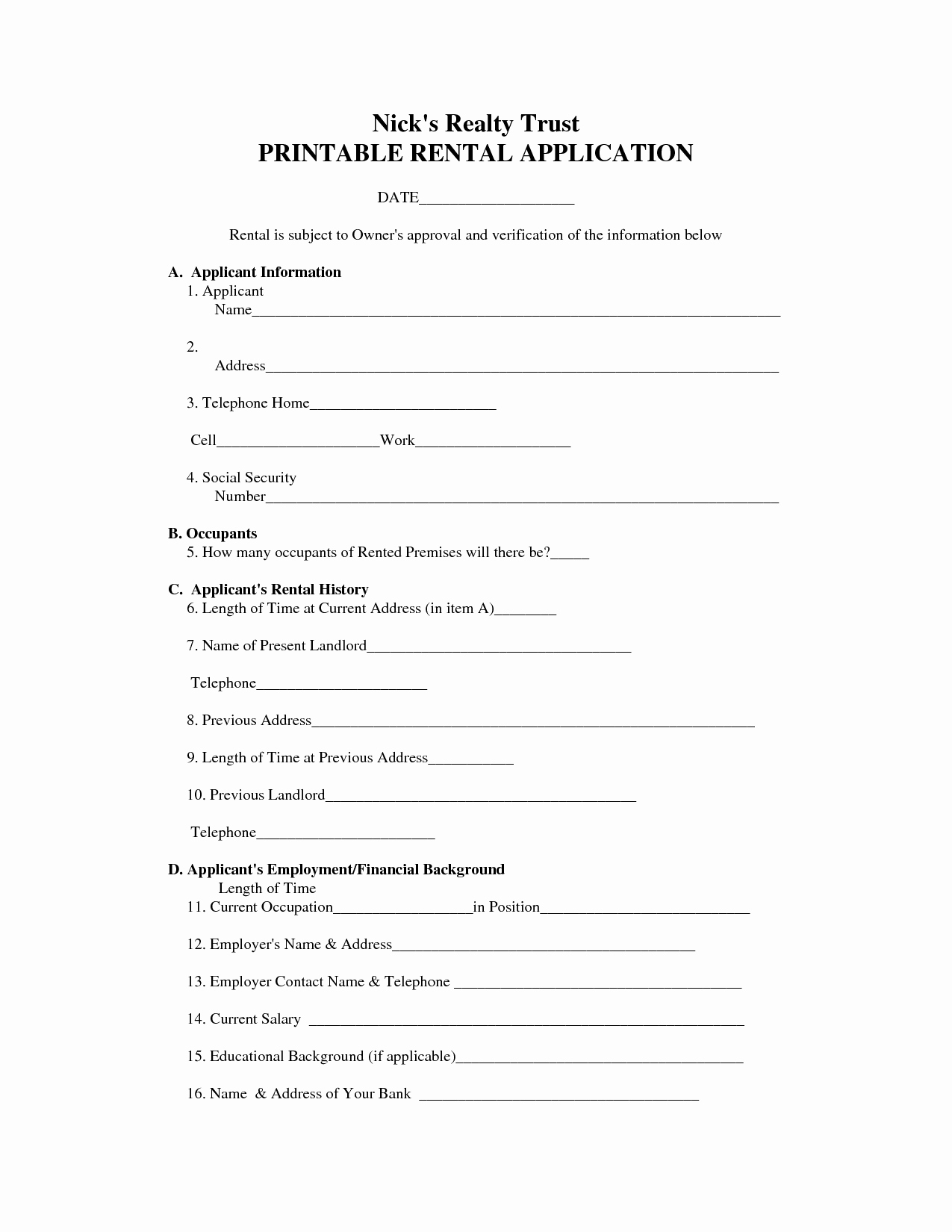 Rental Application Pdf Fillable Awesome House Rental Agreement Template Florida