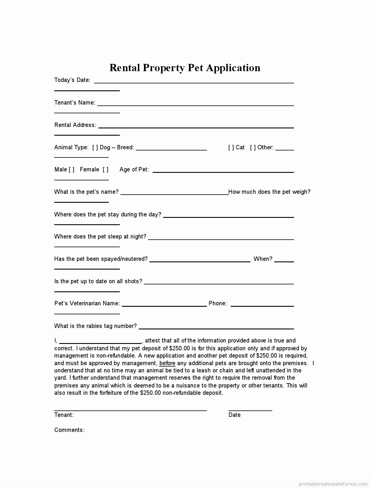 Rental Application Pdf Fillable Unique Free Printable Rental Agreement forms Pet Application
