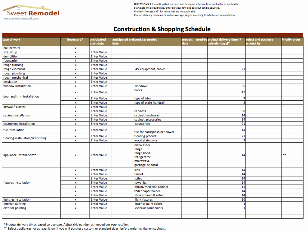Residential Construction Schedule Template Excel Best Of Construction Schedule Template