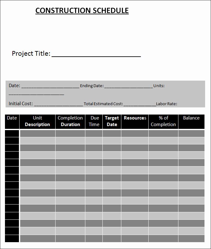 Residential Construction Schedule Template Excel New 13 Construction Schedule Templates Pdf Doc Xls