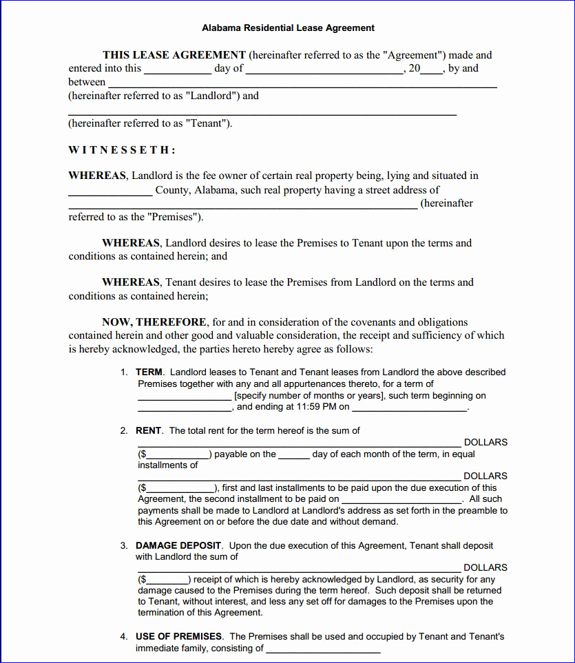 Residential Rental Agreement form Best Of Free Printable Residential Lease form Generic