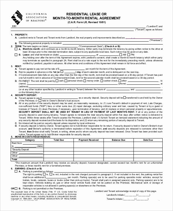 Residential Rental Agreement form Lovely 18 Printable Residential Lease Agreements Word Pdf
