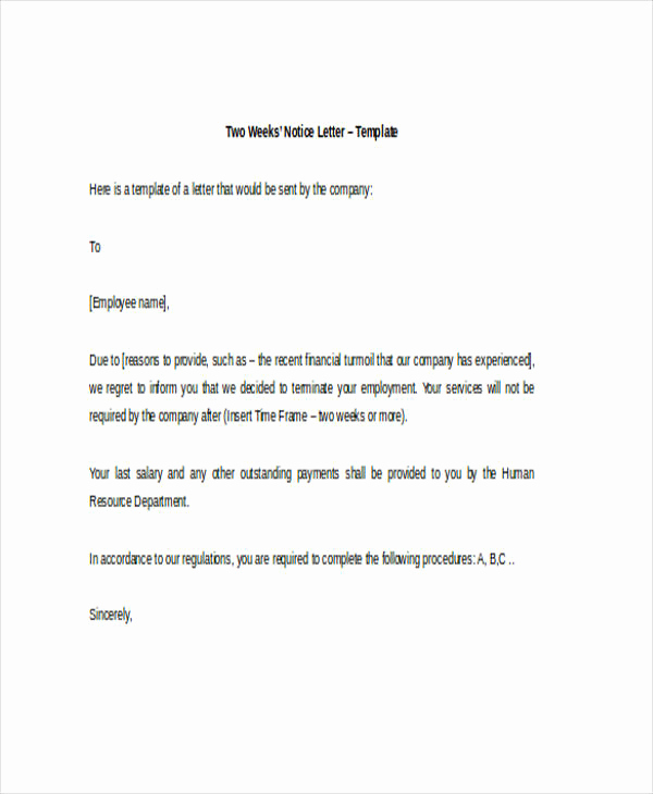 Resignation Letter 2 Week Notice Beautiful 23 Two Weeks Notice Letter Examples &amp; Samples Google