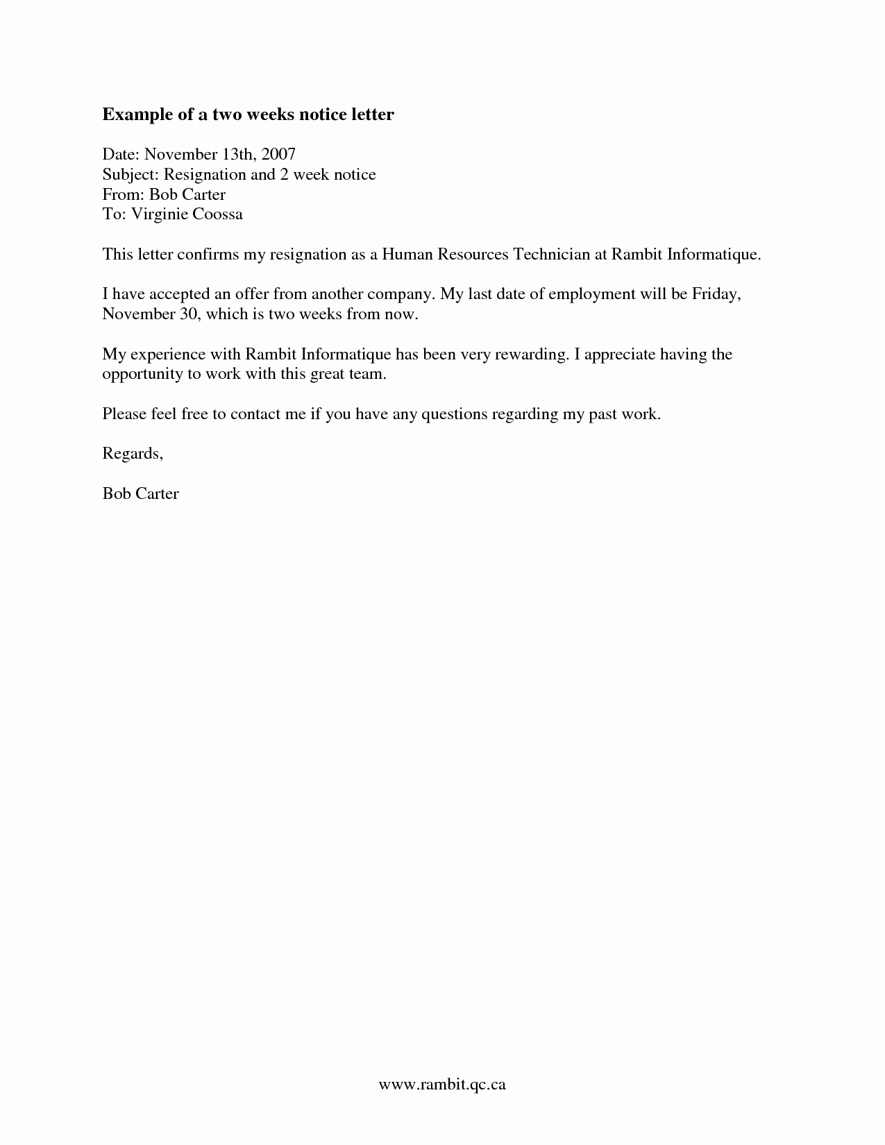 Resignation Letter 2 Week Notice Luxury How to Find Examples Of Two Week Notice Recipes