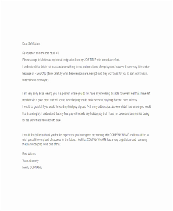 Resignation Letter Effective Immediately Unique 26 Simple Resignation Letters