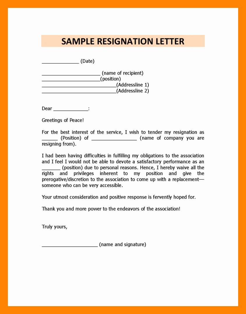 Resignation Letter Personal Reasons Inspirational 5 Immediate Resignation Letter Due to Personal Reasons