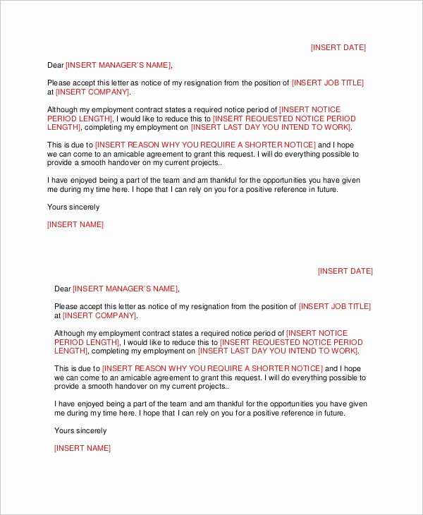 Resignation Letter Short Notice Awesome Letter Of Resignation 51 Examples In Word Pdf