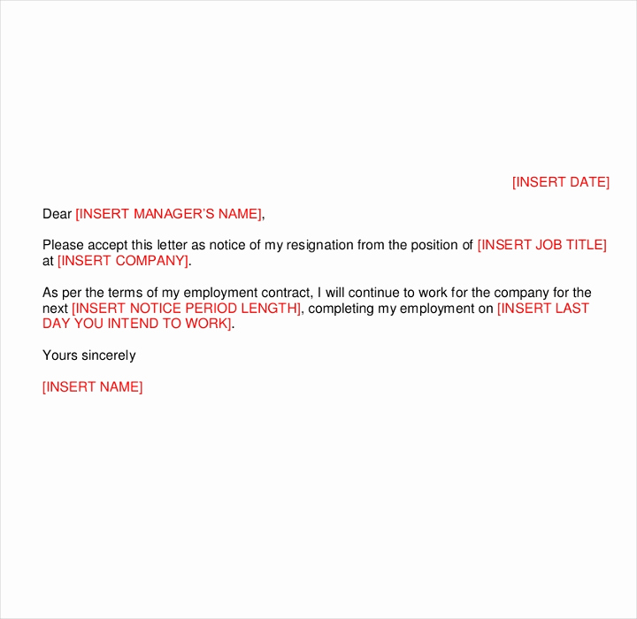 Resignation Letter Short Notice Elegant 9 Short Notice Resignation Letters Free Pdf Doc format