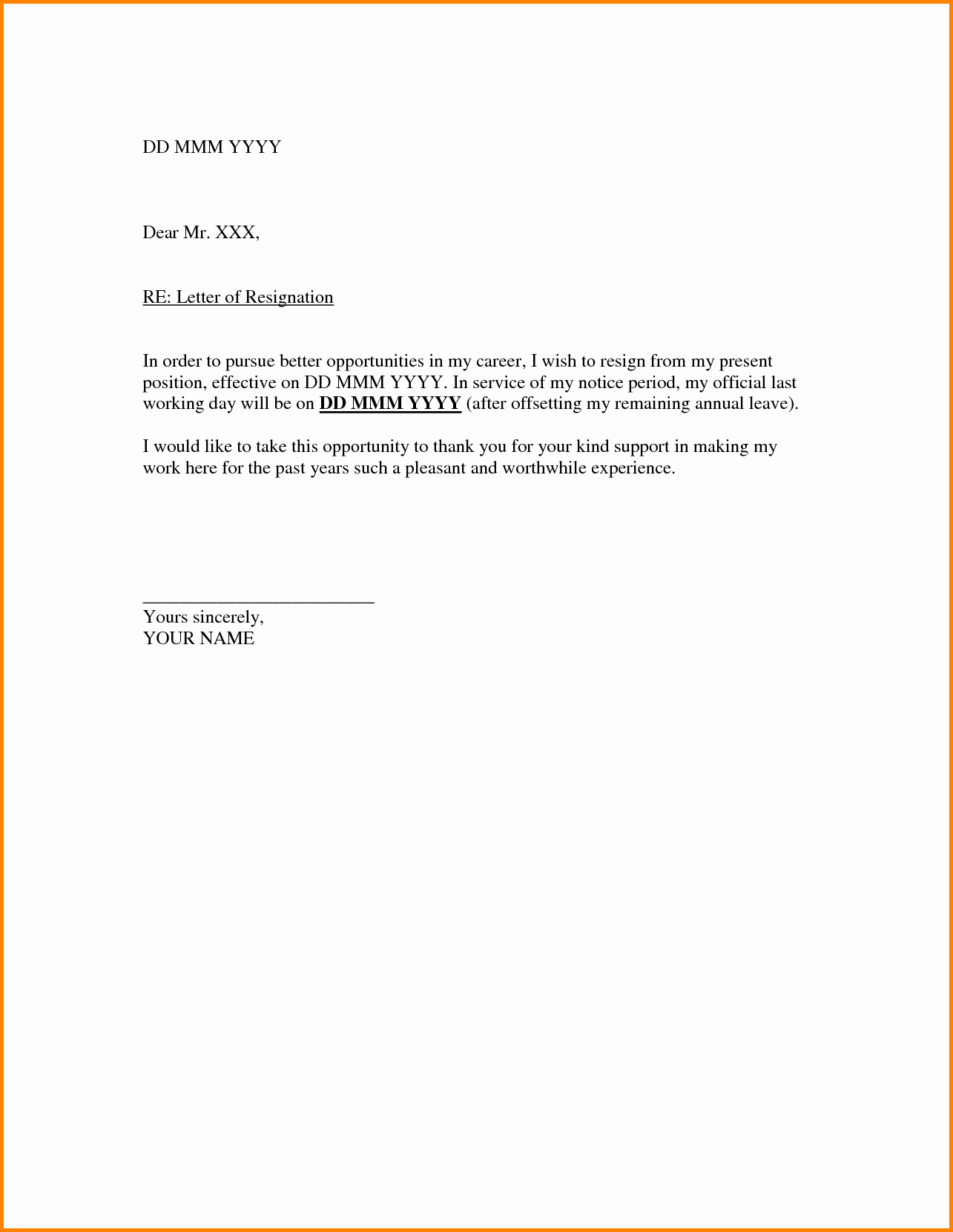 Resignation Letter Short Notice Fresh 10 Short Resignation Letter Template