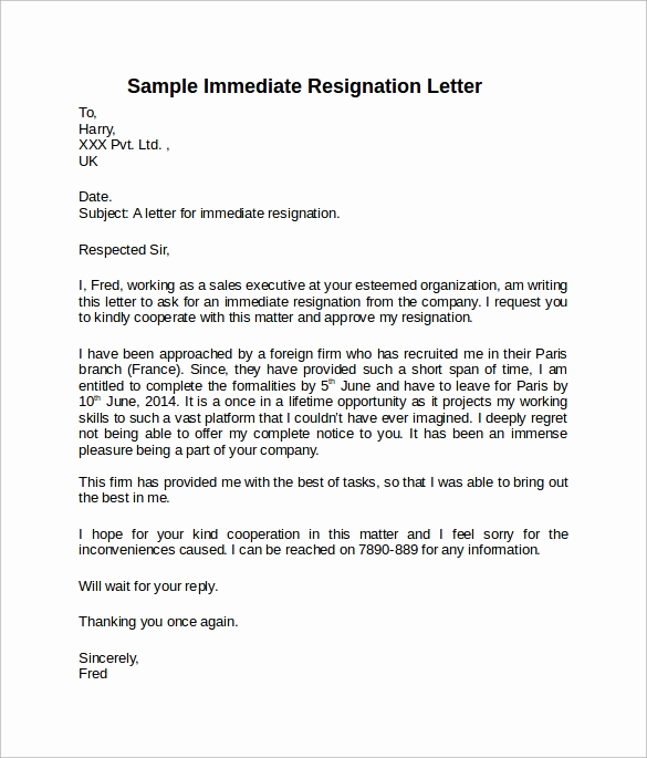 Resignation Letter Short Notice Fresh Sample Resignation Letter Short Notice 6 Free Documents