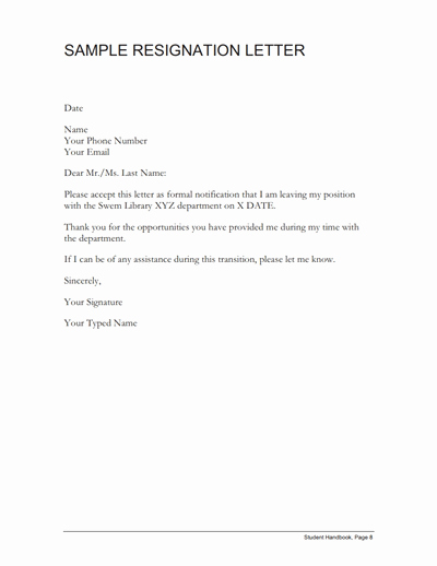 Resignation Letter Template Free New Resignation Letter Template Free Download Create Edit