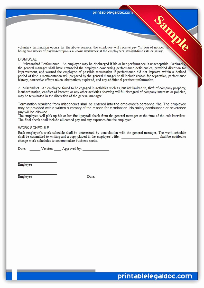 Restaurant Employee Hand Book Beautiful Free Printable Employment Manual &amp; Employee Signature