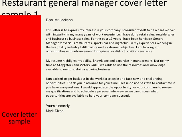 Restaurant General Manager Resumes Fresh Restaurant General Manager Cover Letter