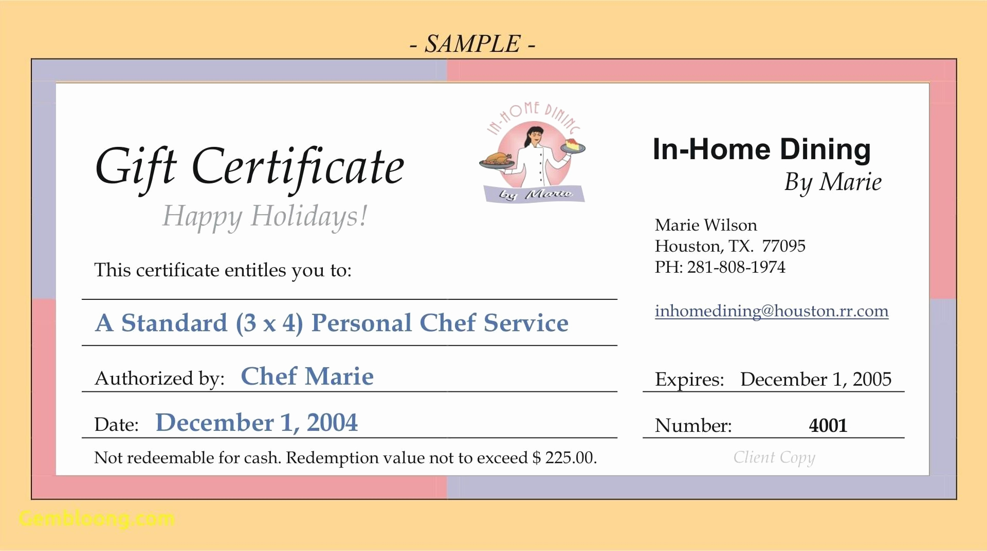 Restaurant Gift Certificate Template Lovely Restaurant Gift Certificate Template Word