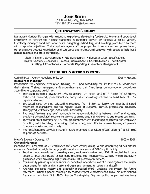 Restaurant Manager Resume Examples Awesome Pin by Fahmida Azad On Resumes