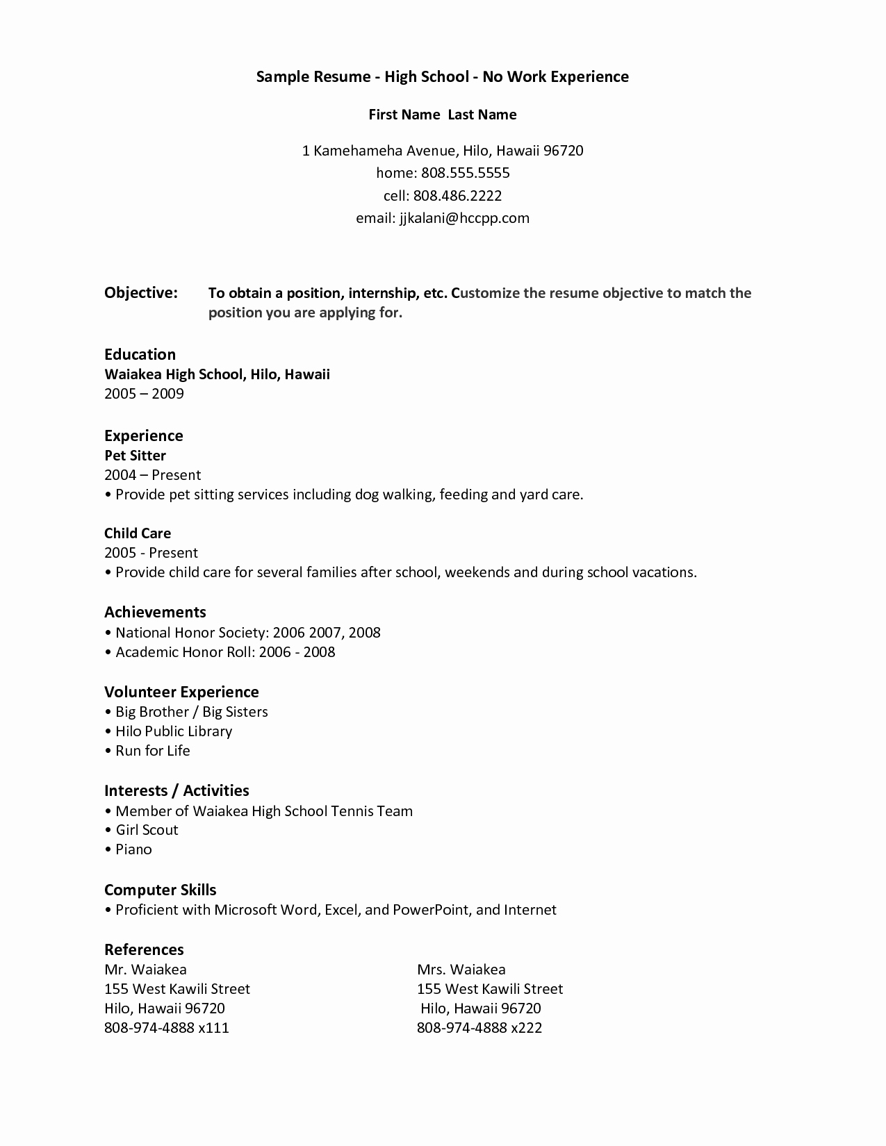 Resume Examples for Highschool Students Best Of High School Student Resume Example Resume Template Builder