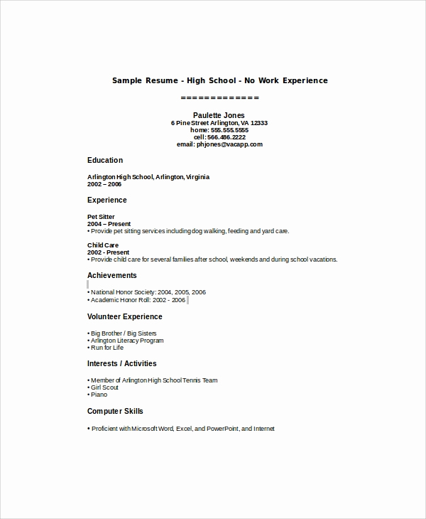 Resume Examples for Highschool Students Lovely 8 High School Student Resume Samples