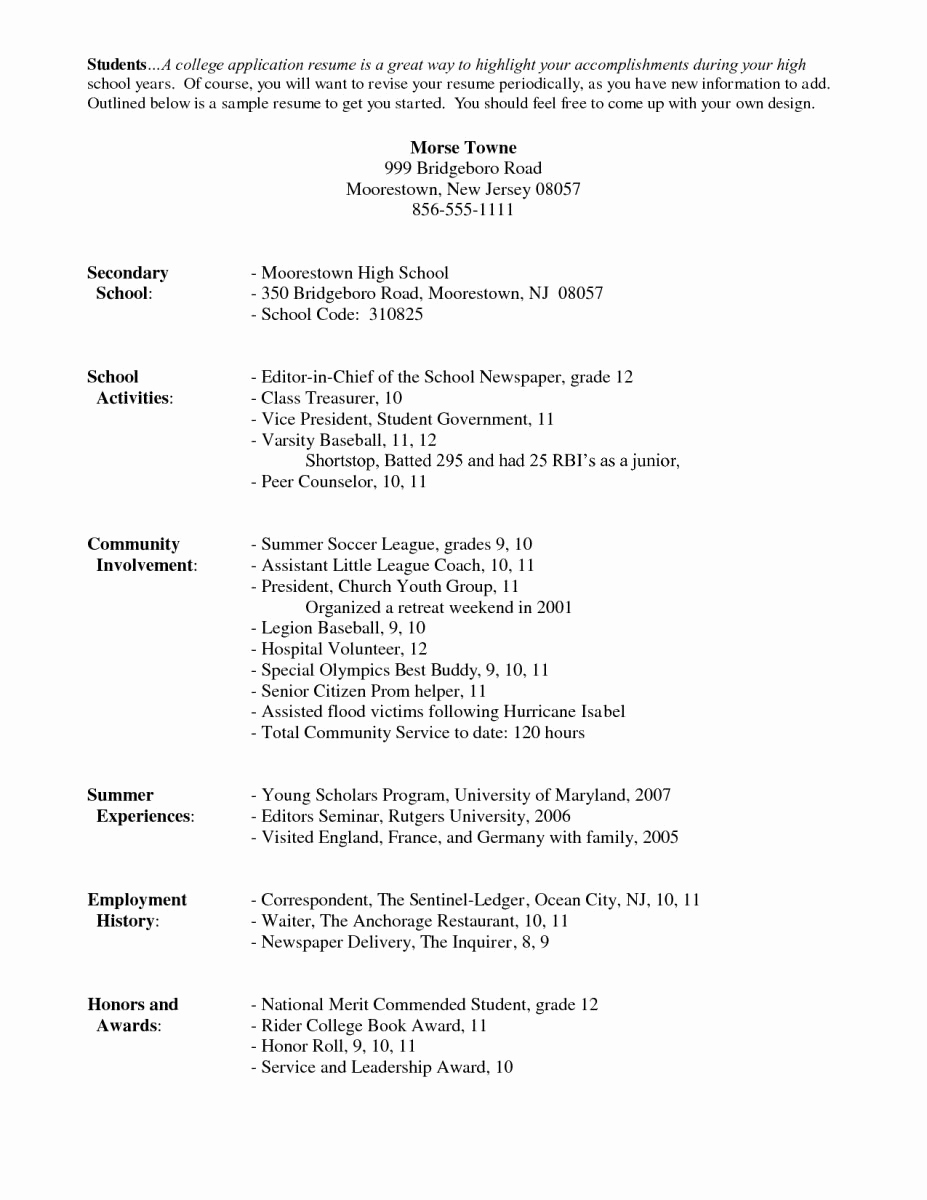 Resume Examples for Highschool Students Luxury Resume Activities Examples Admissions Representative