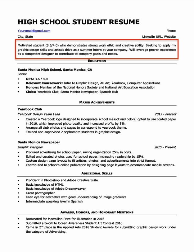 Resume Examples for Highschool Students Luxury Resume Objective Examples for Students and Professionals