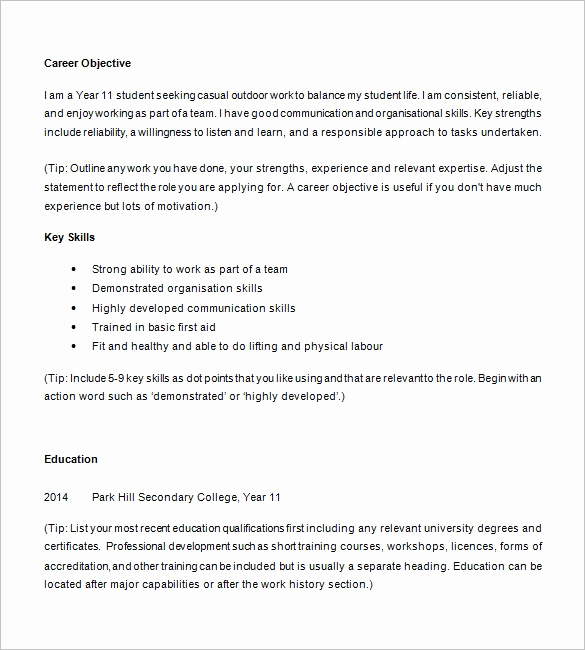 Resume Examples for Highschool Students Unique How to Write A Resume for Middle School Student – Resume