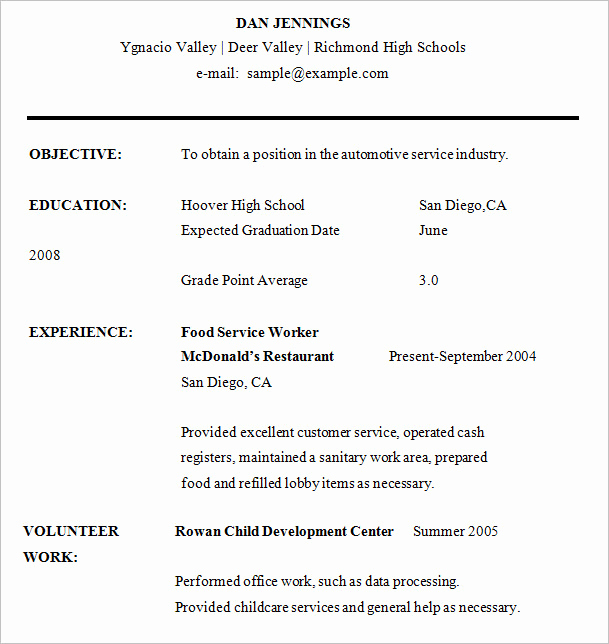 Resume for Highschool Students Awesome 10 High School Resume Templates – Free Samples Examples