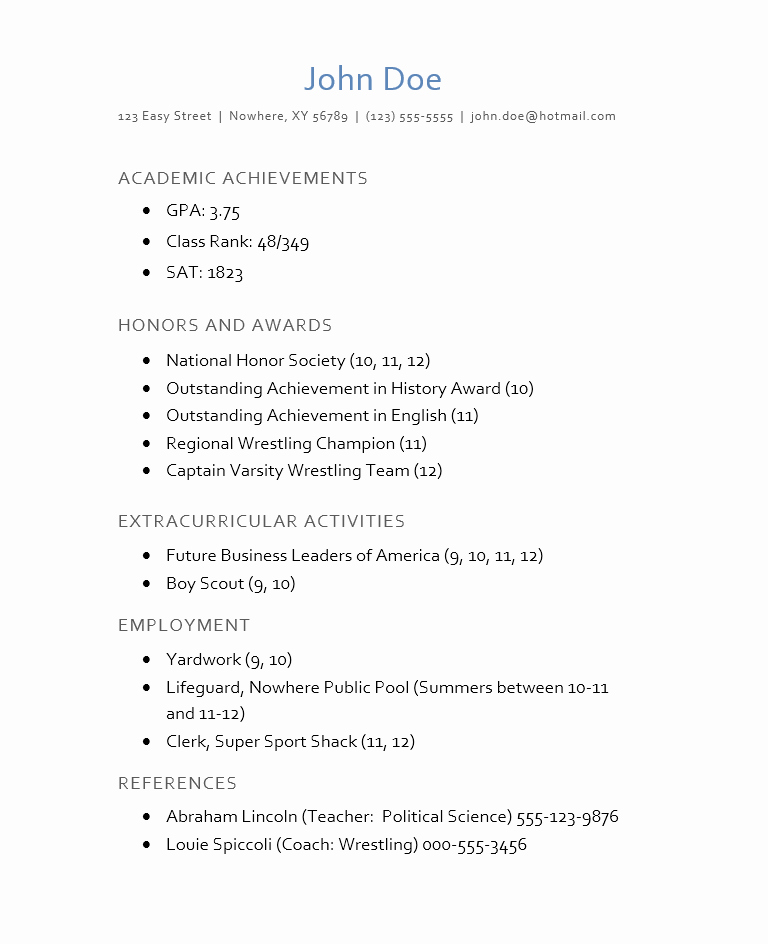 Resume for Highschool Students Awesome High School Expanded Resume for College Application